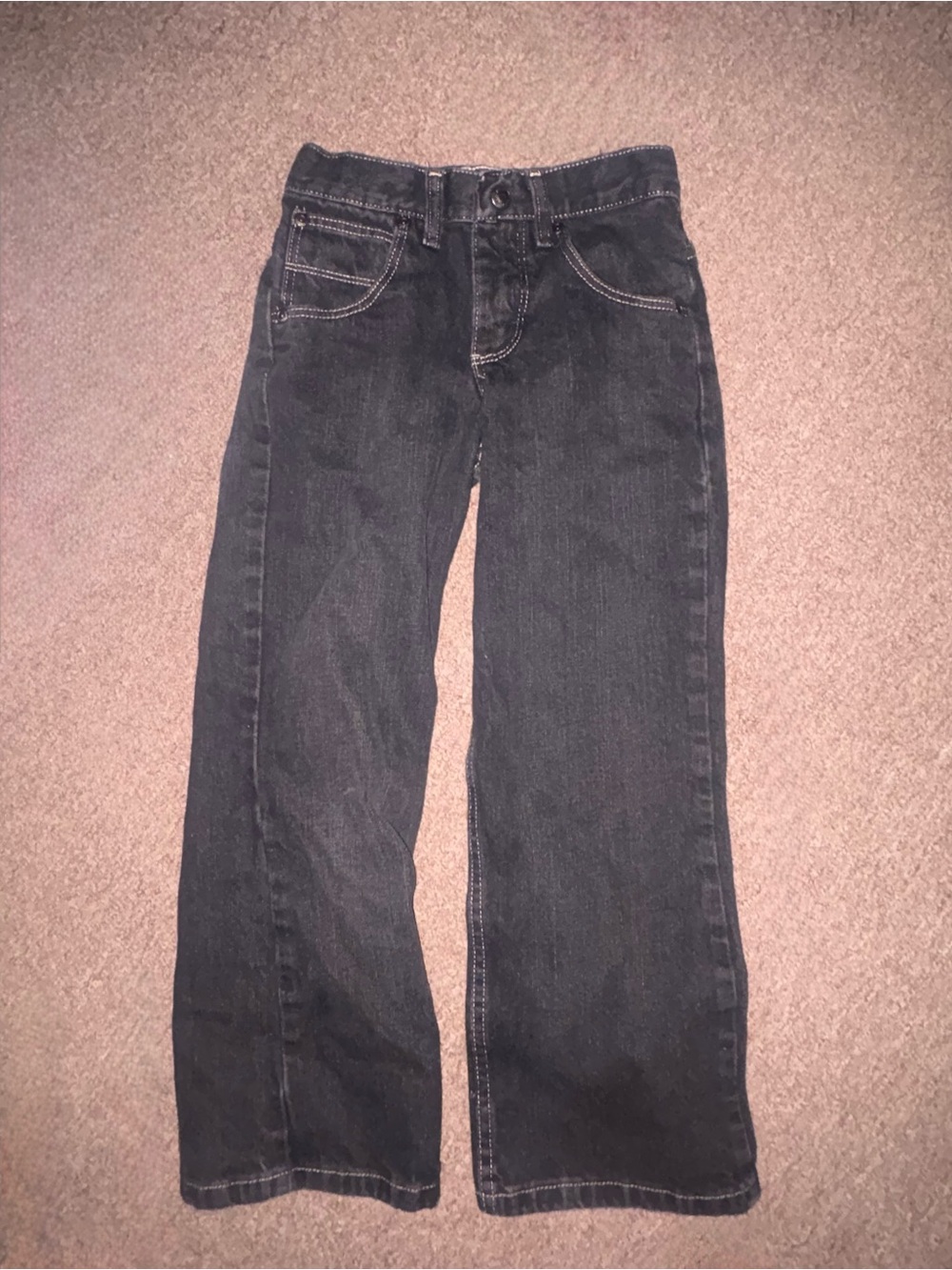 Wrangler Boys Retro Slim Straight Jeans Size 8 Slim Faded Black Adjustable Waist